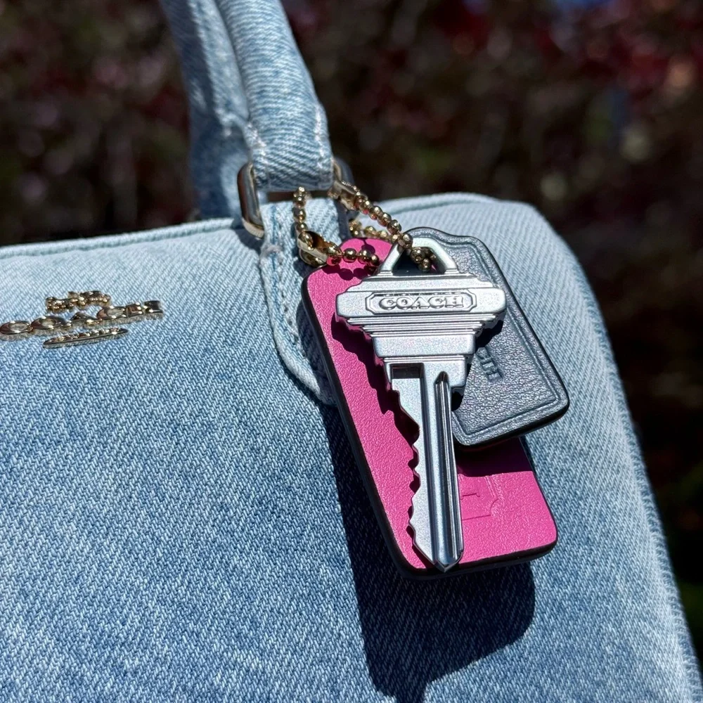 Coach Light Blue Denim Mini Rowan with Pink Tag - Picture 2 of 7